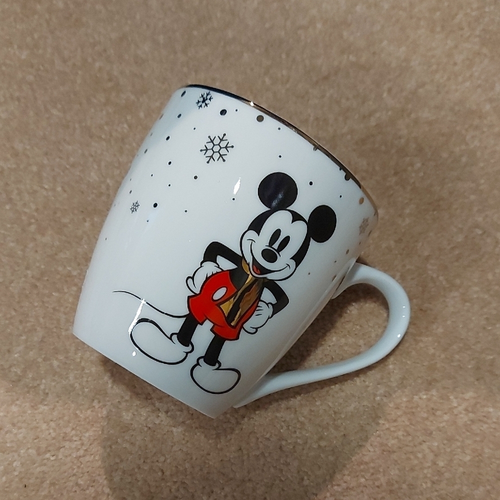 Disney Mickey and Minnie Mouse Festive White, Red and Gold Mug